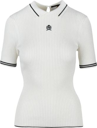 Tommy Hilfiger T-shirt in maglia cannettata - Dames - Polos - Wit - XS - Katoen - Tops