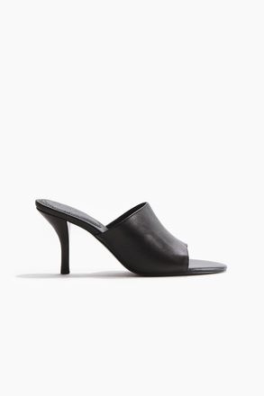 H&M Ledersandaletten mit Absatz - Schwarz