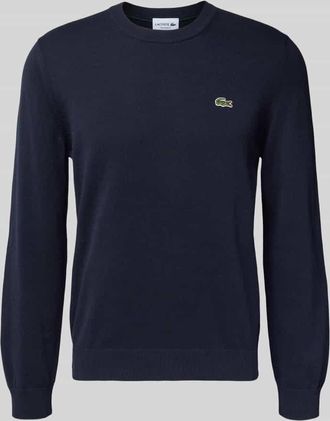 Lacoste Regular Fit Strickpullover aus Baumwoll-Mix in Marine, Größe XXXL