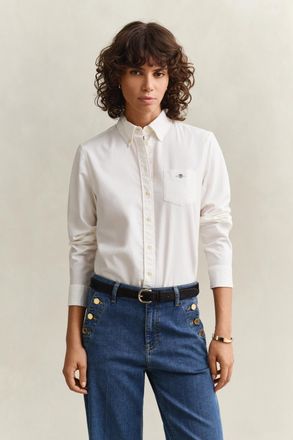 GANT Women Regular Fit Classic Oxford Shirt (38) WHITE