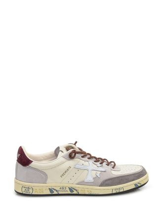 Premiata Premiata White And Gray Leather And Suede Sneakers