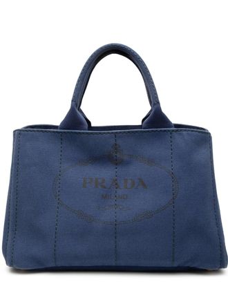 Prada 2013-2025 Canvas Canapa Logo tote bag - Blue