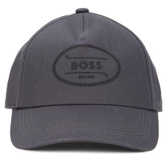 HUGO BOSS Mens Baseball Cap Dark Grey Cotton Hat