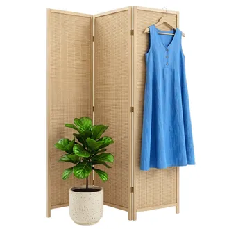 Relaxdays Relaxdays Biombo De 3 Paneles Plegable, Separador De Ambientes, 170 X 120 Cm, Bamb&uacute;, Sal&oacute;n, Interior, Natural