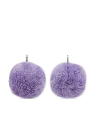 Marni pom-pom drop earrings - women - Calf Hair - One Size - Purple