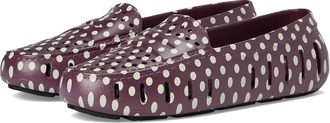 Floafers Posh Driver Print Womens Flat Shoes Burgundy Dots/Black : 11 B - Medium