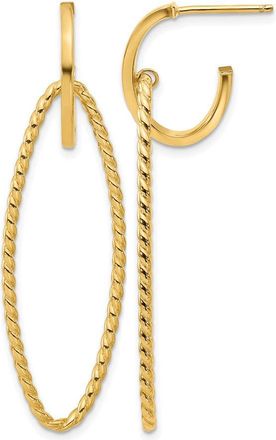Diamond2Deal 14KYellow Gold Twist Dangle Oval J-Hoop Earrings