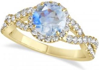 Allurez Moonstone & Diamond Twisted Engagement Ring 14k Yellow Gold 1.27ct