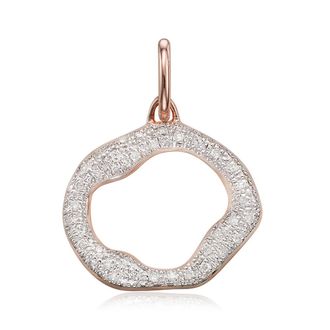 Monica Vinader Rose Gold Riva Circle Diamond Pendant Charm Diamond