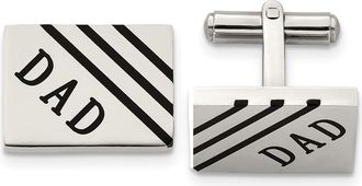 Diamond2Deal Stainless Steel Polished Enameled Dad Rectangle Cufflinks