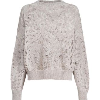Brunello Cucinelli Dazzling water lilies sweater in Cool Beige at Nordstrom, Size Xx-Small Eu