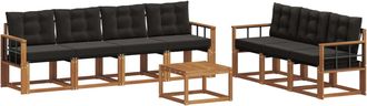 vidaXL Conjunto De Sof&aacute;s De Exterior 8 Uds. Natural Y Negro Vidaxl