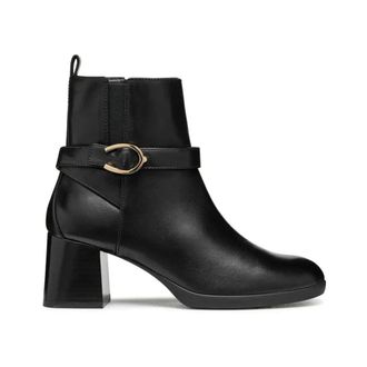 Geox Schoenen, Dames, Zwart, 37 EU, Leer, D Walk Pleasure 55 Enkellaarsjes