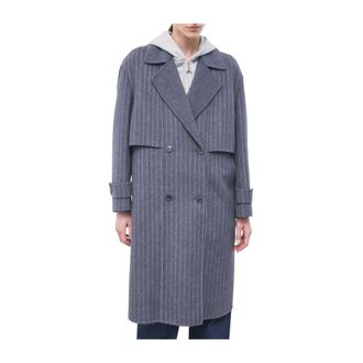 Patrizia Pepe Abrigo de doble botonadura a rayas - Coats - Mujer - Gris - XS