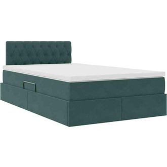 vidaXL Storage Bed with Mattress Dark Green 120 x 200 cm Velvet vidaXL