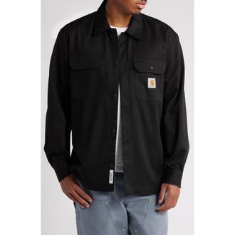 Carhartt Work in Progress Craft Twill Button-Up Shirt in Black at Nordstrom, Size Xx-Large
