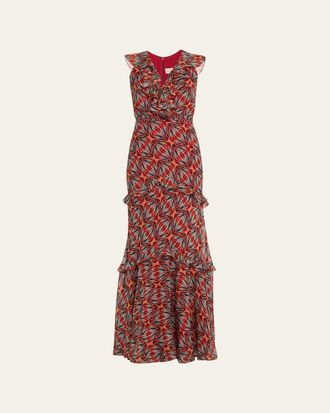 Saloni Rita Tiered Ruffle Cocktail Dress