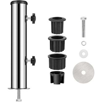 OEM Base Para Sombrilla, Soporte De Fijaci&oacute;n Para Sombrilla &Oslash;58 En Acero Inoxidable, Accesorios Para Sombrilla Con 3 Anillos Reductores De Pvc (&oslash;32/38/48 