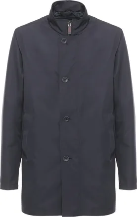 Herno Navy Blue Tech Fabric Raincoat
