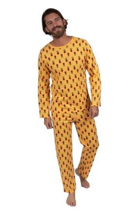 Leveret Mens Loose Fit Cotton Matching Family Pajamas, Animal & Nature Prints in Pineapple at Nordstrom, Size Xx-Large