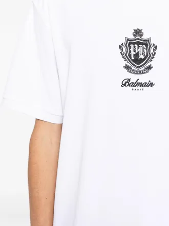 Balmain Logo-Embroidered Crew Neck T-Shirt - White