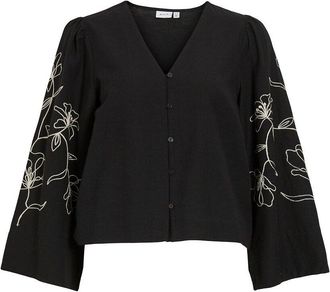Vila Geborduurde blouse met lange mouwen