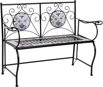 Wanderlust Deco Banco de mosaico y forja negro 110x50x88h cm