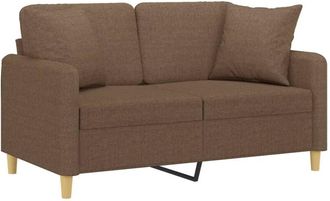 vidaXL Sofá de 2 plazas con cojines tela marrón 120 cm Vidaxl