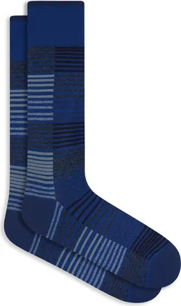 Bugatchi Stripe Cotton Blend Dress Socks in Navy at Nordstrom, Size 10-13