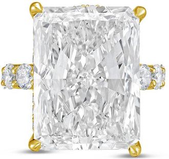 Diana M. Jewels 14kt yellow gold 4ct lab grown Radiant Diamond Ring with Pav&eacute; Round Band