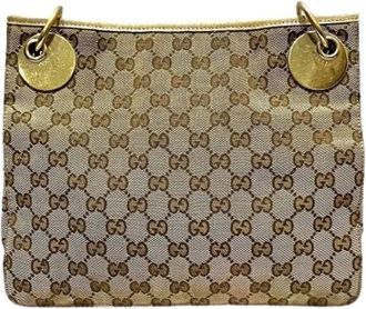 Gucci Pre-owned Shoulder Bags, female, Beige, Size: ONE SIZE Pre-owned Canvas Shoulder Bag