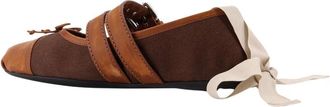 Miu Miu Canvas en leren ballerinas - Dames - Ballerinas - Bruin - 36 1/2 EU - Leer - Schoenen