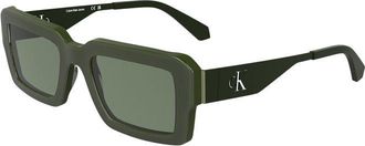 Calvin Klein CA-38329 Acetate Rectangle Sunglasses - Green