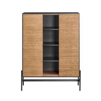 SoBuy Slim Credenza - Light Oak Sliding Doors - Modern