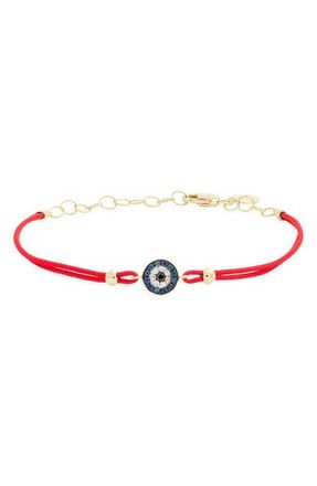 Meira T Sapphire 14k Gold Evil Eye Cord Bracelet in Yellow Gold at Nordstrom, Size 7