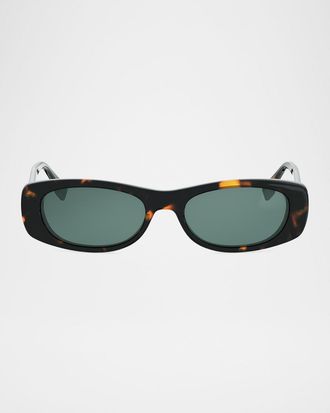 Fendi FF Squared Oval Havana Acetate Sunglasses
