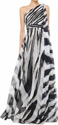 Carla Ruiz Abito Lungo One-Shoulder Maxi Dress In White/black