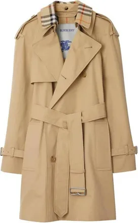 Burberry Short Gabardine Belted Trench Coat, Brand Size 10 ( US Size 8 )