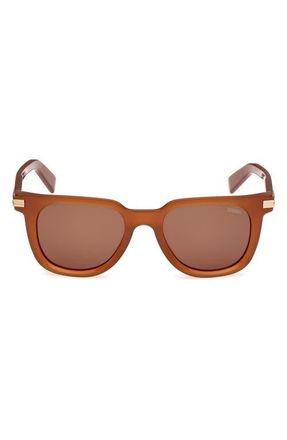 Ermenegildo Zegna 50mm Geometric Sunglasses in Milky Vicuna/Brass /Brown at Nordstrom