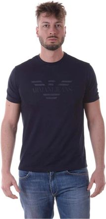 Armani Jeans Sweatshirts - Heren - T-shirts - Blauw - 2XL - Katoen - Tops