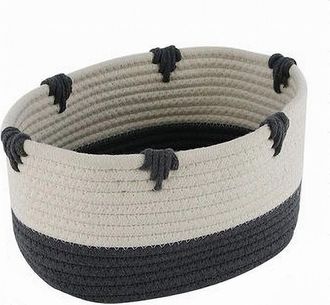 Trade Shop Trade Shop - Cesto Porta Biancheria Bicolore In Tessuto Intrecciato Cestino 25x18x13 Cm 10663