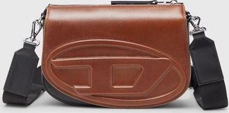 Diesel 1DR-Bicolour leather crossbody bag - Crossbody Bags - Unisex - Brown