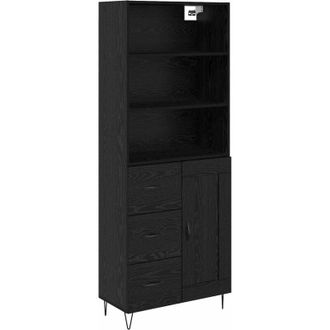 vidaXL Highboard Black Oak 69.5 x 34 x 180 cm Engineered Wood vidaXL