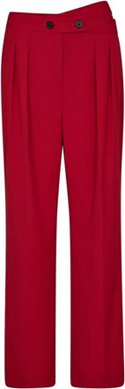 Co'Couture Elegante wijde pijp broek Flame - Dames - Straight fit broeken - Rood - S - Polyester - Broeken