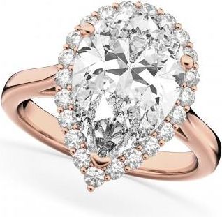 Allurez Pear Halo Lab Grown Diamond Engagement Ring 14K Rose Gold (4.69ct)