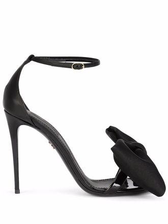 Dolce & Gabbana bow detail sandals - women - Silk/Calf Leather/Calf Leather/Goat Skin/Leather - 35.5 - Black