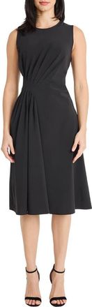 Maggy London Draped Midi Dress in Black at Nordstrom Rack, Size 12