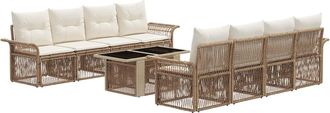 vidaXL Conjunto De Sof&aacute;s De Jard&iacute;n 9 Uds. Beige Y Blanco Crema Vidaxl