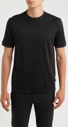 BOSS Tessler Cotton Ringer T-Shirt in Black at Nordstrom, Size X-Large