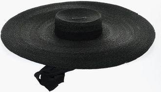 Elisabetta Franchi Straw Floppy Hat with Self-tie Detail size 56